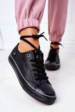 Damskie Skórzane Trampki BIG STAR II274002 Czarne