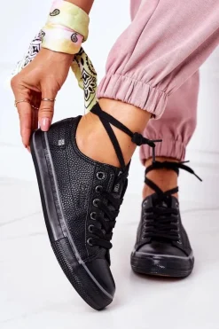 Damskie Skórzane Trampki BIG STAR II274002 Czarne