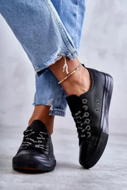 Damskie Skórzane Trampki Big Star KK274106 Czarne