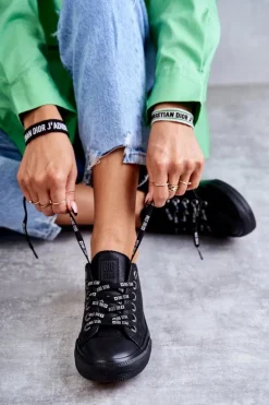 Damskie Skórzane Trampki Big Star KK274106 Czarne