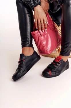 Damskie Skórzane Trampki BIG STAR EE274303 Czarne