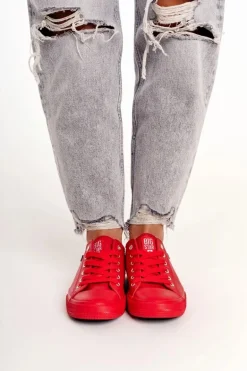 Damskie Skórzane Trampki Big Star Czerwone V274872