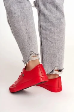 Damskie Skórzane Trampki Big Star Czerwone V274872