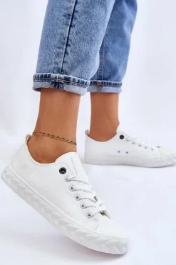 Damskie Skórzane Trampki Big Star LL274403 Białe