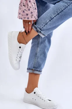 Damskie Skórzane Trampki Big Star LL274403 Białe