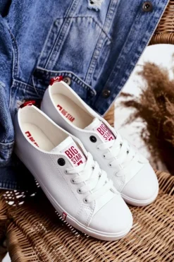 Damskie Skórzane Trampki Big Star GG274005 Biało-Czerwone