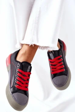 Damskie Skórzane Trampki BIG STAR II274134 Czarne