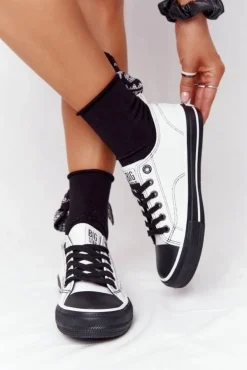 Damskie Skórzane Trampki BIG STAR HH274147 Biało-Czarne