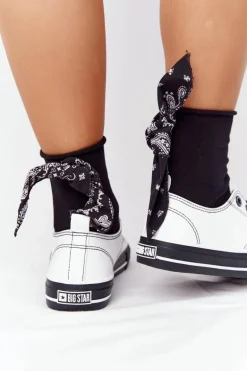 Damskie Skórzane Trampki BIG STAR HH274147 Biało-Czarne