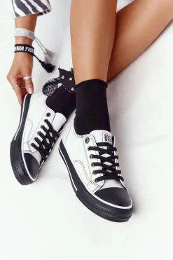 Damskie Skórzane Trampki BIG STAR HH274147 Biało-Czarne