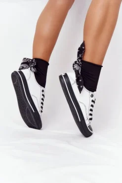 Damskie Skórzane Trampki BIG STAR HH274147 Biało-Czarne