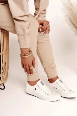 Damskie Skórzane Trampki Big Star Białe V274869