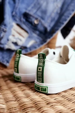 Damskie Skórzane Trampki Big Star GG274006 Biało-Zielone