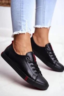 Damskie Skórzane Trampki Big Star GG274007 Czarne