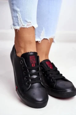 Damskie Skórzane Trampki Big Star GG274007 Czarne