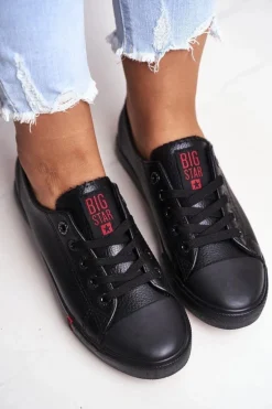 Damskie Skórzane Trampki Big Star GG274007 Czarne