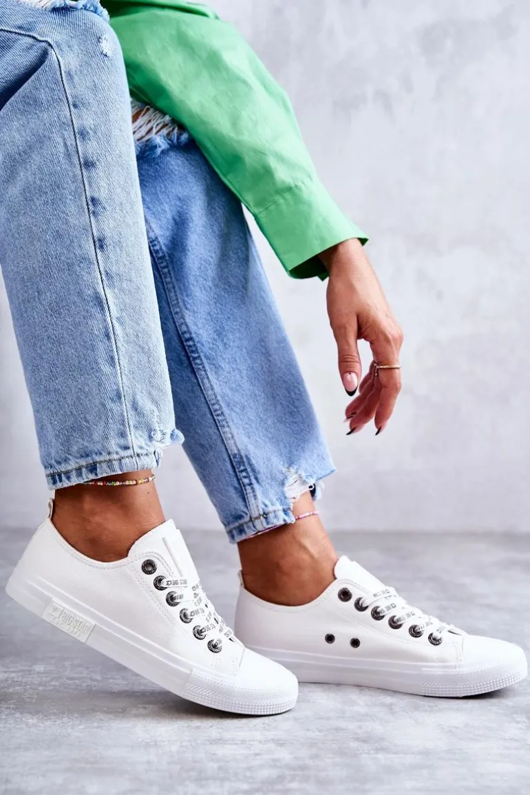 Damskie Skórzane Trampki Big Star KK274105 Białe