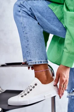 Damskie Skórzane Trampki Big Star KK274105 Białe