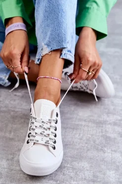 Damskie Skórzane Trampki Big Star KK274105 Białe