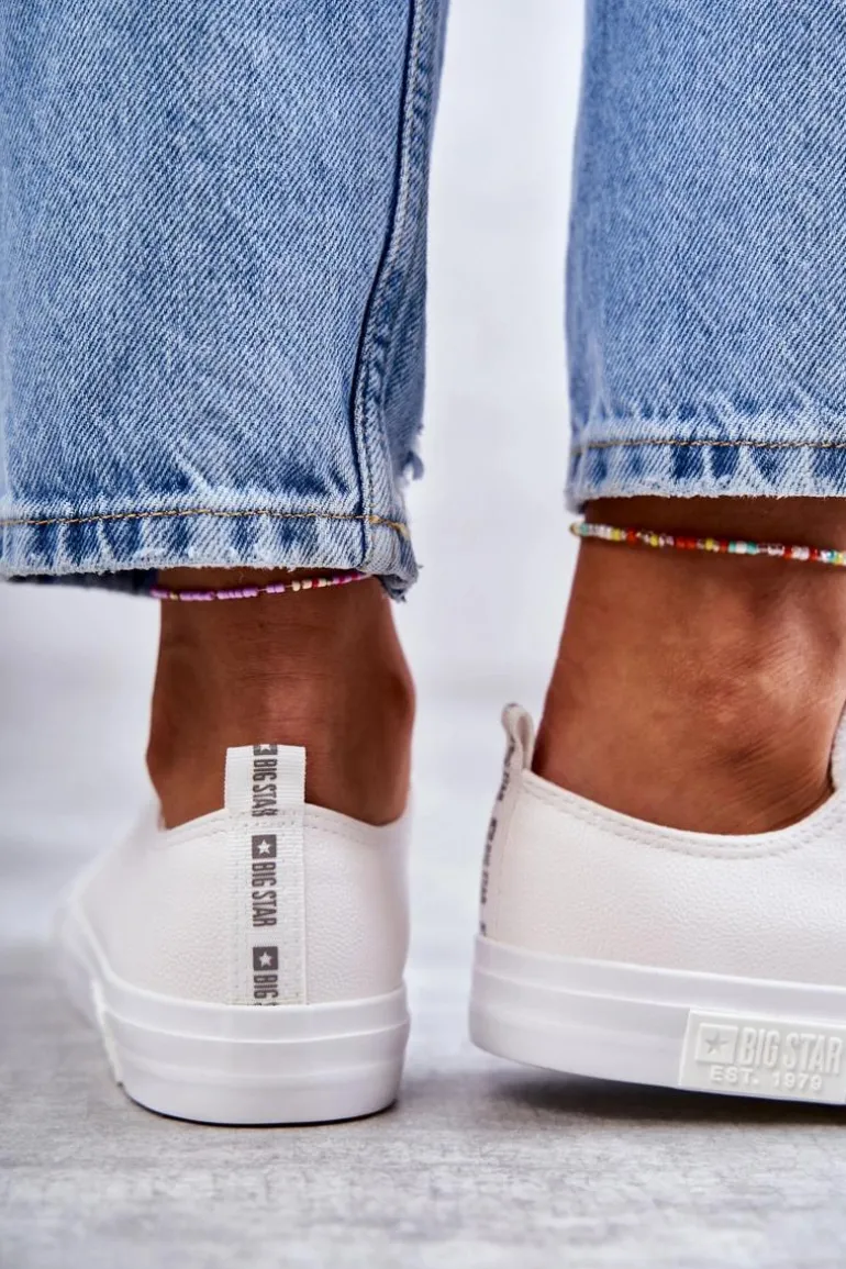 Damskie Skórzane Trampki Big Star KK274105 Białe