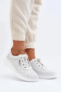 Damskie Skórzane Trampki Sportowe Buty Białe Brumia