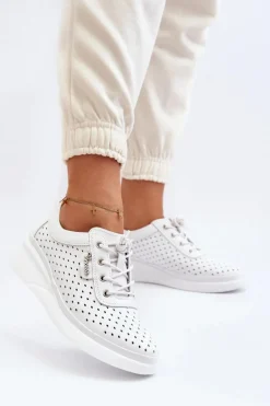 Damskie Skórzane Trampki Sportowe Buty Białe Brumia