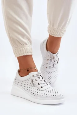 Damskie Skórzane Trampki Sportowe Buty Białe Brumia