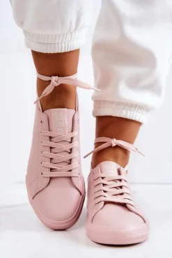 Damskie Skórzane Trampki Tenisówki Big Star JJ274071 Jasny Róż