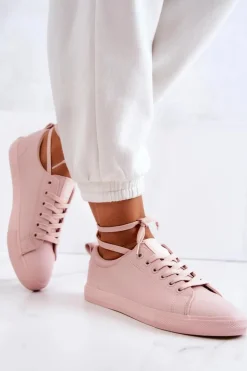 Damskie Skórzane Trampki Tenisówki Big Star JJ274071 Jasny Róż