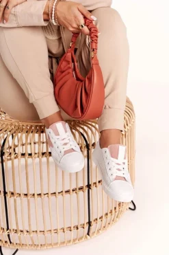 Damskie Skórzane Trampki Z Gwiazdą BIG STAR DD274691 Biało-Różowe