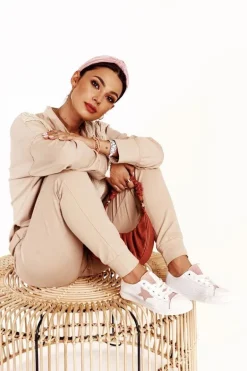 Damskie Skórzane Trampki Z Gwiazdą BIG STAR DD274691 Biało-Różowe