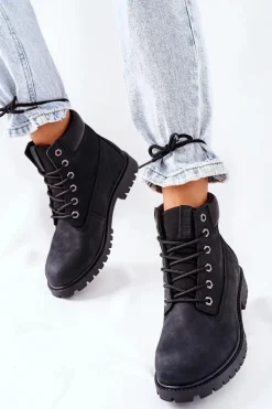 Damskie Skórzane Trapery Big Star II274446 Czarne