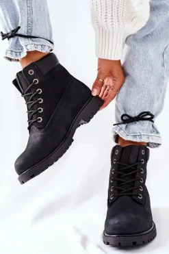 Damskie Skórzane Trapery Big Star II274446 Czarne