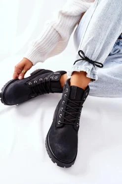 Damskie Skórzane Trapery Big Star II274446 Czarne