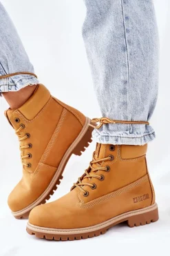 Damskie Skórzane Trapery Big Star II274447 Camel