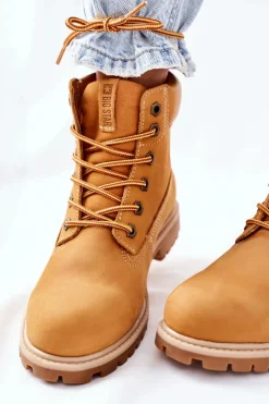 Damskie Skórzane Trapery Big Star II274447 Camel