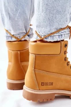 Damskie Skórzane Trapery Big Star II274447 Camel