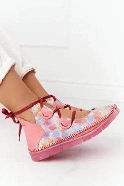 Damskie Skórzane Trzewiki Maciejka Róż 04457-15