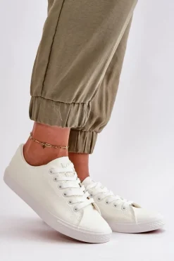 Damskie Skórzane Wiązane Klasyczne Trampki Białe Misima