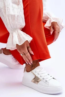 Damskie Sneakersy Biało-Złote Diahna