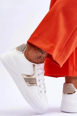 Damskie Sneakersy Biało-Złote Diahna