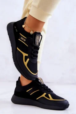 Damskie Sneakersy Big Star JJ274A195 Czarno-Złote