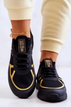 Damskie Sneakersy Big Star JJ274A195 Czarno-Złote