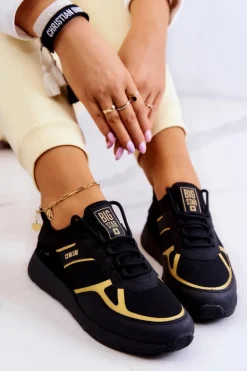 Damskie Sneakersy Big Star JJ274A195 Czarno-Złote