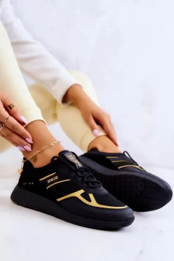 Damskie Sneakersy Big Star JJ274A195 Czarno-Złote