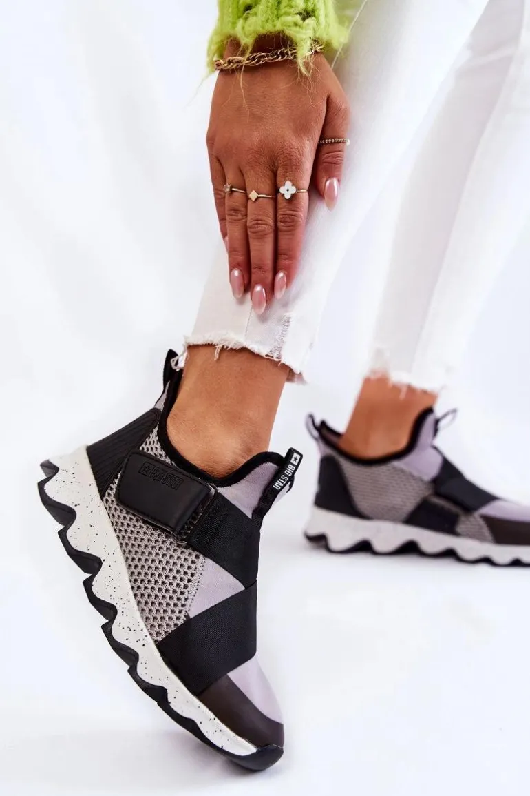 Damskie Sneakersy Big Star KK274546 Szaro-Czarne