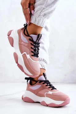 Damskie Sneakersy Buty Sportowe Big Star JJ274577 Różowe