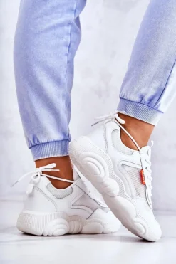 Damskie Sneakersy Buty Sportowe Z Siateczką Białe Sallis