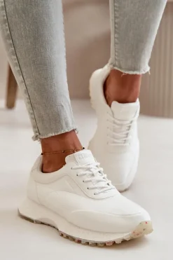 Damskie Sneakersy Buty Sportowe Z Eko Skóry Big Star OO274023 Hi-Poly System Białe
