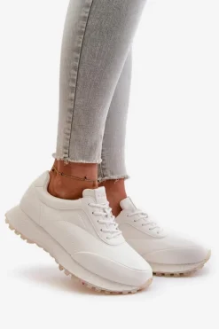 Damskie Sneakersy Buty Sportowe Z Eko Skóry Big Star OO274023 Hi-Poly System Białe